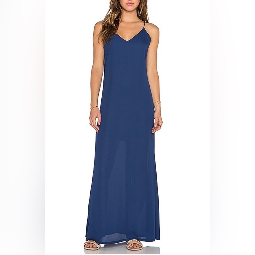 NWT Three Eighty Two Lachlan Slip Maxi Dress Navy Blue Women Small